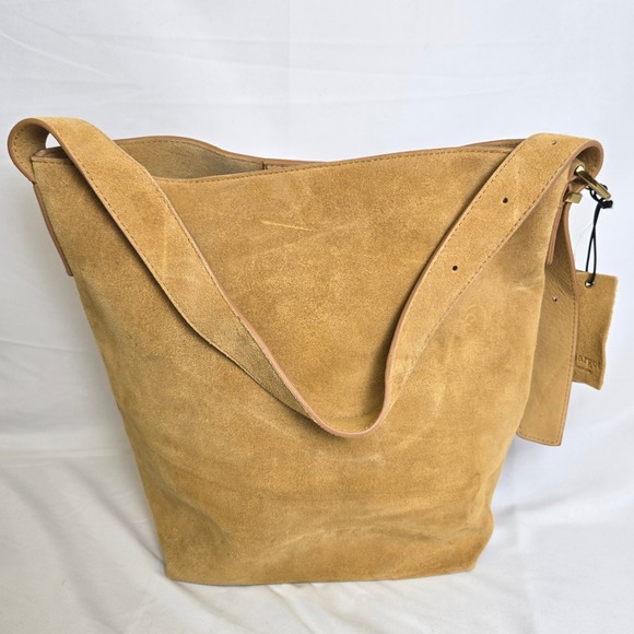 Margot New York Kaye Bucket Suede Leather Tote Bag, Tan, MG3317, NWT $158 MSRP - Picture 2 of 13
